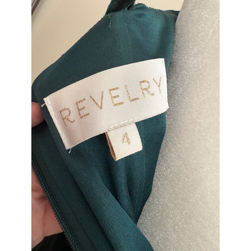 Revelry Rory Velvet Bridesmaid Long Gown Dress in Emerald Green Size 4 - Picture 8 of 16